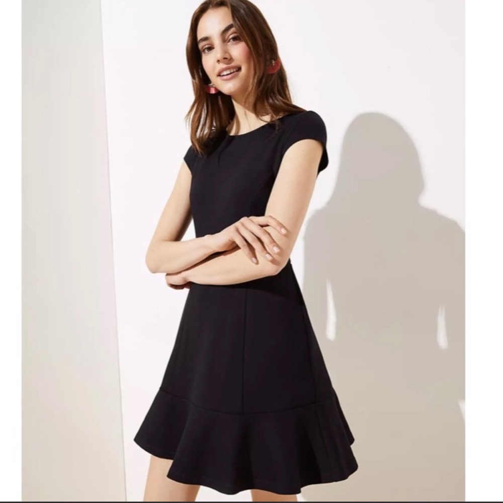 Loft Ponte Flounce Dress